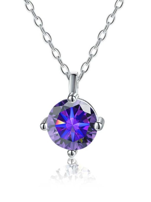 1.0CT Royal Purple  [Platinum] 925 Sterling Silver Moissanite Geometric Dainty Necklace